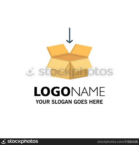 Box, Arrow, Shipping, Education Business Logo Template. Flat Color