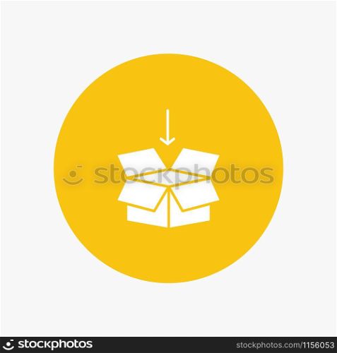 Box, Arrow, Shipping, Education white glyph icon