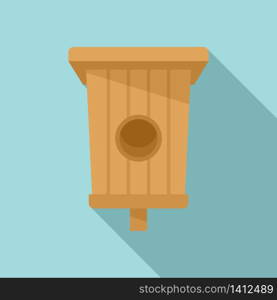 Box bird house icon. Flat illustration of box bird house vector icon for web design. Box bird house icon, flat style