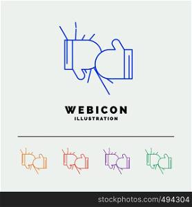 Box, boxing, competition, fight, gloves 5 Color Line Web Icon Template isolated on white. Vector illustration. Vector EPS10 Abstract Template background