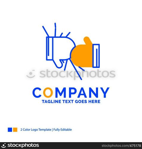Box, boxing, competition, fight, gloves Blue Yellow Business Logo template. Creative Design Template Place for Tagline.