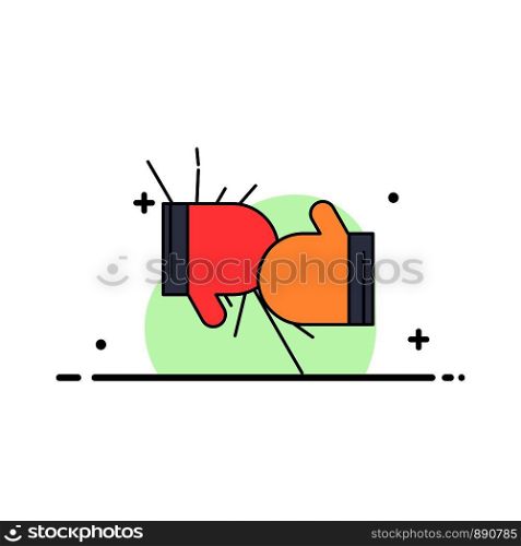 Box, boxing, competition, fight, gloves Flat Color Icon Vector