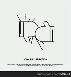 Box, boxing, competition, fight, gloves Icon. Line vector gray symbol for UI and UX, website or mobile application. Vector EPS10 Abstract Template background