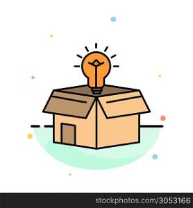 Box, Business, Idea, Solution, Bulb Abstract Flat Color Icon Template