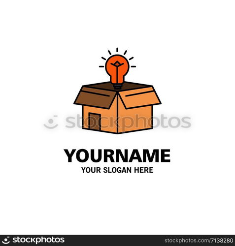 Box, Business, Idea, Solution, Bulb Business Logo Template. Flat Color