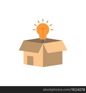 Box, Business, Idea, Solution, Bulb  Flat Color Icon. Vector icon banner Template
