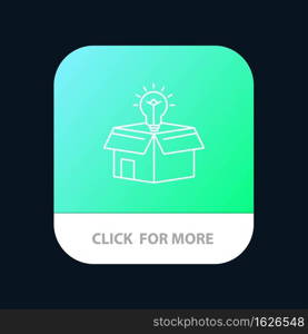 Box, Business, Idea, Solution, Bulb Mobile App Button. Android and IOS Line Version