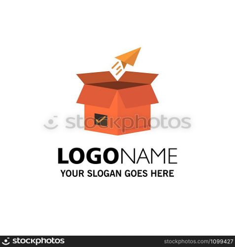 Box, Business, Package, Product Release, Release, Shipping, Startup Business Logo Template. Flat Color