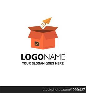 Box, Business, Package, Product Release, Release, Shipping, Startup Business Logo Template. Flat Color