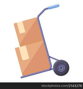Box cart relocation icon cartoon vector. Move house. Cargo delivery. Box cart relocation icon cartoon vector. Move house