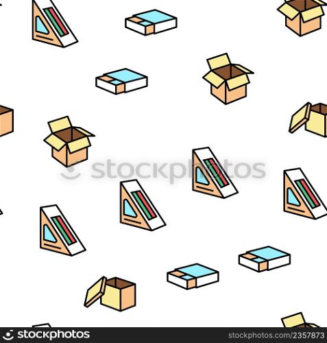 Box Carton Container Vector Seamless Pattern Thin Line Illustration. Box Carton Container Vector Seamless Pattern