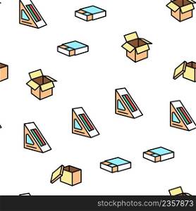Box Carton Container Vector Seamless Pattern Thin Line Illustration. Box Carton Container Vector Seamless Pattern