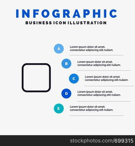 Box, Checkbox, Unchecked Line icon with 5 steps presentation infographics Background