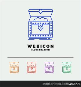 Box, chest, gold, reward, treasure 5 Color Line Web Icon Template isolated on white. Vector illustration. Vector EPS10 Abstract Template background