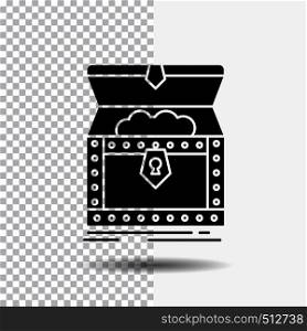 Box, chest, gold, reward, treasure Glyph Icon on Transparent Background. Black Icon. Vector EPS10 Abstract Template background