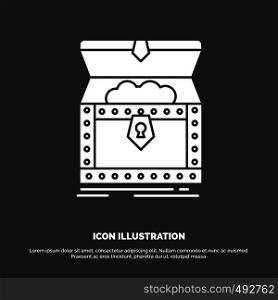 Box, chest, gold, reward, treasure Icon. glyph vector symbol for UI and UX, website or mobile application. Vector EPS10 Abstract Template background