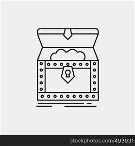 Box, chest, gold, reward, treasure Line Icon. Vector isolated illustration. Vector EPS10 Abstract Template background