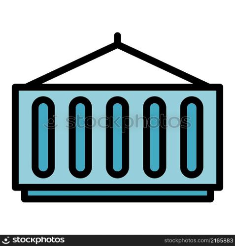 Box container icon. Outline box container vector icon color flat isolated. Box container icon color outline vector