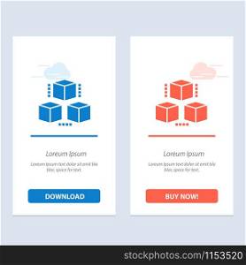 Box, Delivery, Computing, Shipping Blue and Red Download and Buy Now web Widget Card Template
