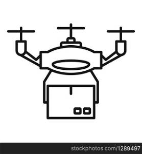 Box drone delivery icon. Outline box drone delivery vector icon for web design isolated on white background. Box drone delivery icon, outline style