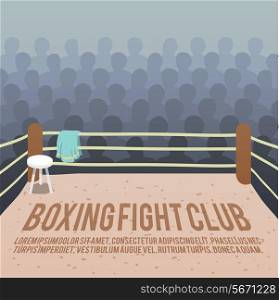 Box fight club background with ring and audience vector illustration