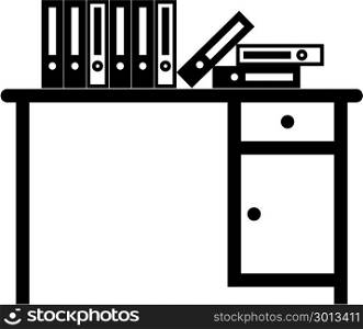 Box File On Desk Icon, Office File Vector Art Illustration