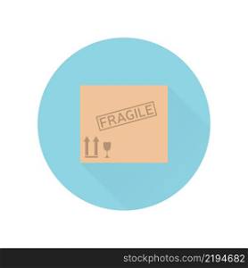 Box flat design. Closed cardboard box taped up and isolated on a white background. Vector illustration.. Box flat design.