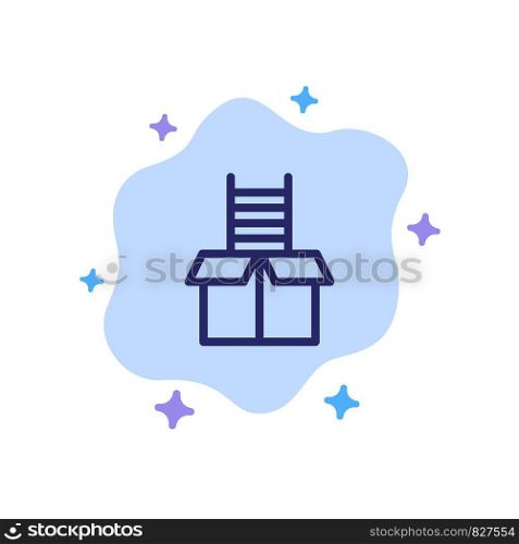 Box, Gift, Success, Climb Blue Icon on Abstract Cloud Background