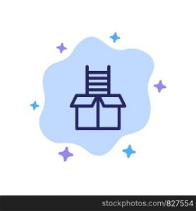 Box, Gift, Success, Climb Blue Icon on Abstract Cloud Background
