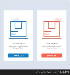 Box, Good, Logistic, Transportation Blue and Red Download and Buy Now web Widget Card Template