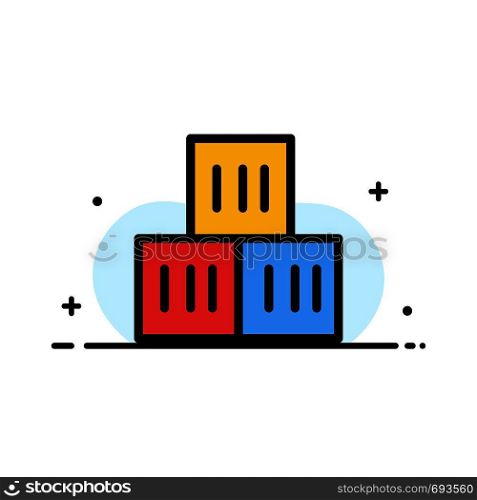 Box, Good, Logistic, Transportation Business Flat Line Filled Icon Vector Banner Template