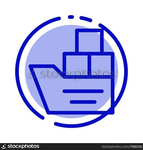 Box, Good, Logistic, Transportation, Ship Blue Dotted Line Line Icon