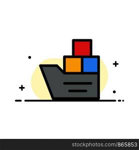 Box, Good, Logistic, Transportation, Ship Business Flat Line Filled Icon Vector Banner Template