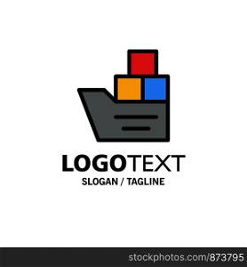 Box, Good, Logistic, Transportation, Ship Business Logo Template. Flat Color