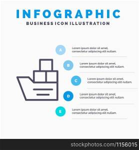 Box, Good, Logistic, Transportation, Ship Line icon with 5 steps presentation infographics Background