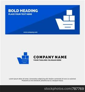 Box, Good, Logistic, Transportation, Ship SOlid Icon Website Banner and Business Logo Template