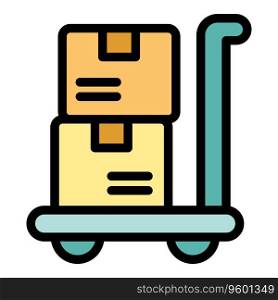 Box help cart icon outline vector. Migrant people. Family seeker color flat. Box help cart icon vector flat