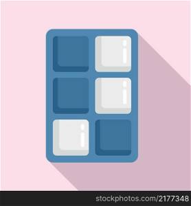 Box ice cube tray icon flat vector. Water container. Maker form. Box ice cube tray icon flat vector. Water container