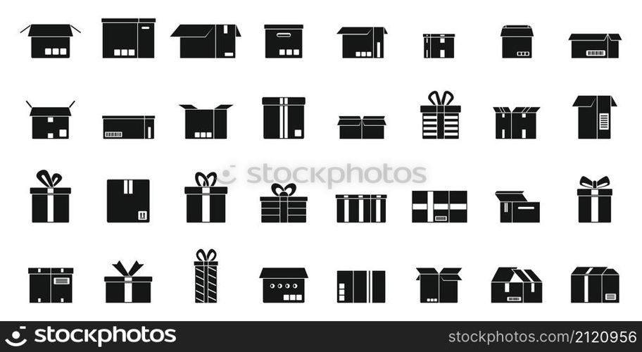 Box icons set simple vector. Gift present. Close surprise. Box icons set simple vector. Gift present