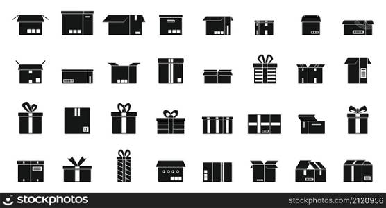 Box icons set simple vector. Gift present. Close surprise. Box icons set simple vector. Gift present