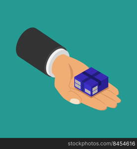 Box in hand isometric