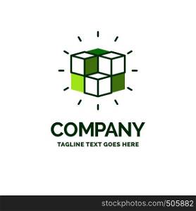 box, labyrinth, puzzle, solution, cube Flat Business Logo template. Creative Green Brand Name Design.