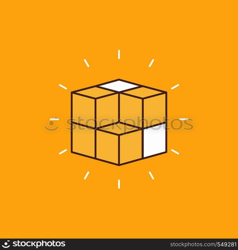 box, labyrinth, puzzle, solution, cube Flat Line Filled Icon. Beautiful Logo button over yellow background for UI and UX, website or mobile application. Vector EPS10 Abstract Template background