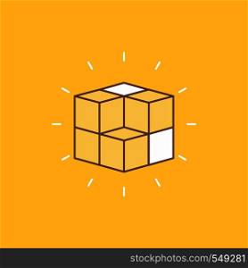 box, labyrinth, puzzle, solution, cube Flat Line Filled Icon. Beautiful Logo button over yellow background for UI and UX, website or mobile application. Vector EPS10 Abstract Template background