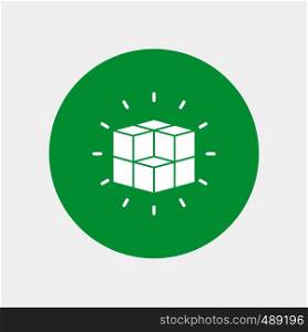 box, labyrinth, puzzle, solution, cube White Glyph Icon in Circle. Vector Button illustration. Vector EPS10 Abstract Template background