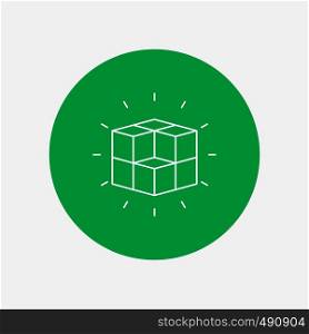 box, labyrinth, puzzle, solution, cube White Line Icon in Circle background. vector icon illustration. Vector EPS10 Abstract Template background
