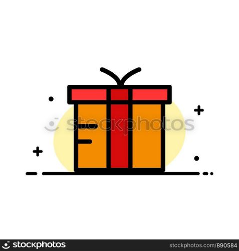 Box, Logistic, Gift, Global Business Flat Line Filled Icon Vector Banner Template