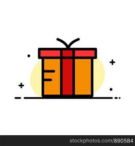 Box, Logistic, Gift, Global Business Flat Line Filled Icon Vector Banner Template