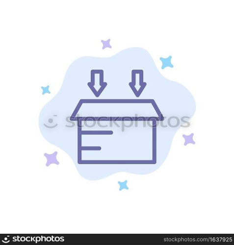 Box, Logistic, Open Blue Icon on Abstract Cloud Background