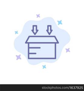 Box, Logistic, Open Blue Icon on Abstract Cloud Background